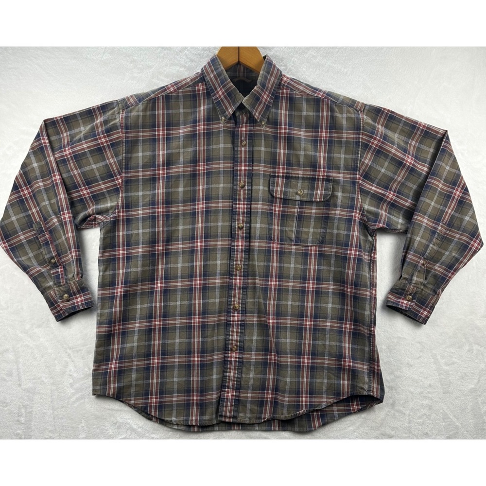 Clearwater Outfitters Plaid Long Sleeve Button Up Shirt Men's Size L Cotton
